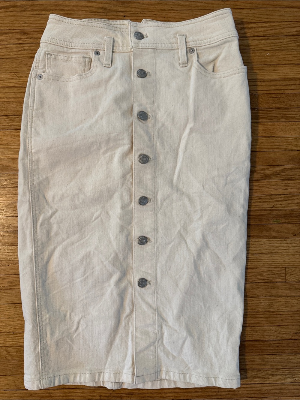 Madewell Cream Button-Front Denim Pencil Skirt Size 25